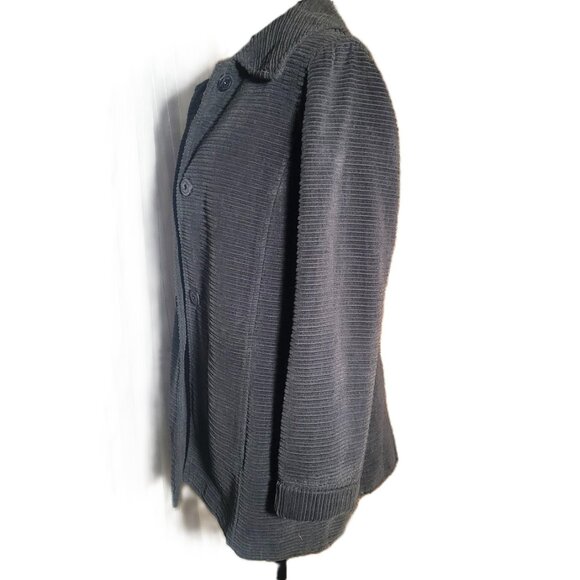 Jones New York Signature Corduroy Gray Button-Up Women's Peacoat - Size S - Picture 5 of 15